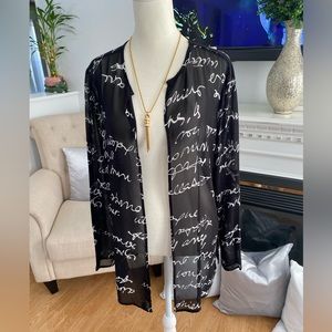 COLDWATER CREEK WOMEN’S BLACK AND WHITE CARDIGAN SIZE:S